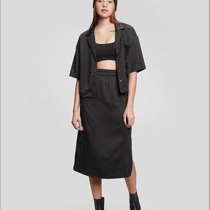 Gap Pull-On Satin Midi Skirt Black XS